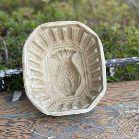 antique pineapple Stoneware bread mold bowl No.8 french country farmhouse decor - Picture 3 of 12